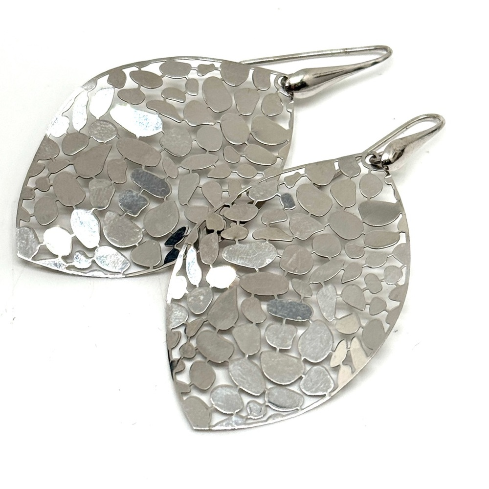 Sterling Silver Marsala Dangle Leaf Earrings Cutout Design